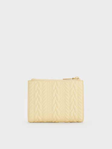Apolline Textured Top-Zip Wallet, Butter Yellow, hi-res