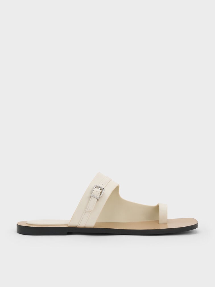Buckled Toe-Ring Sandals, Chalk, hi-res