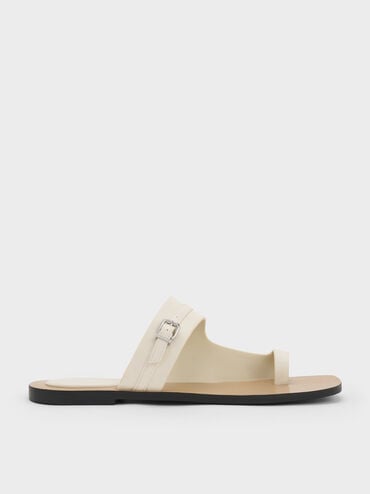 Buckled Toe-Ring Sandals, Chalk, hi-res