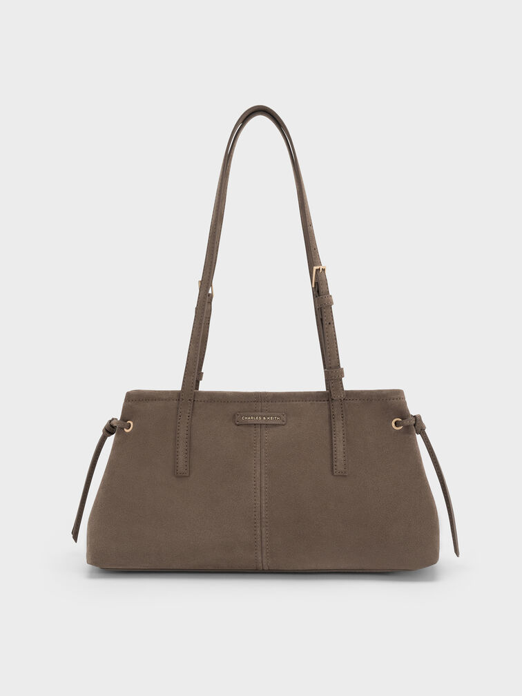 Noane Elongated-Handle Shoulder Bag, Stone Grey, hi-res