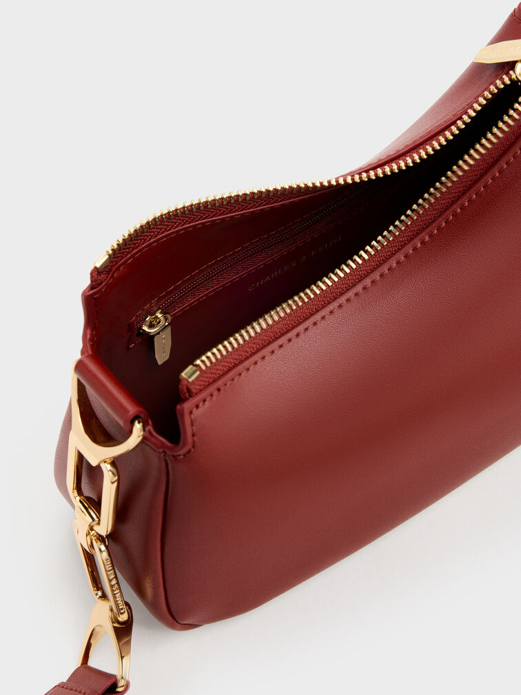 Mini Agatha Chain-Accent Shoulder Bag, Burgundy, hi-res