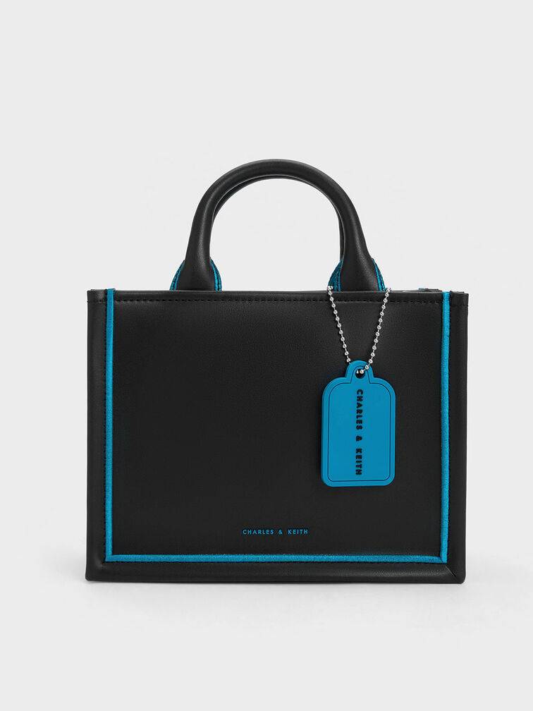 Mini Jump Contrast-Trim Tote Bag, Black, hi-res