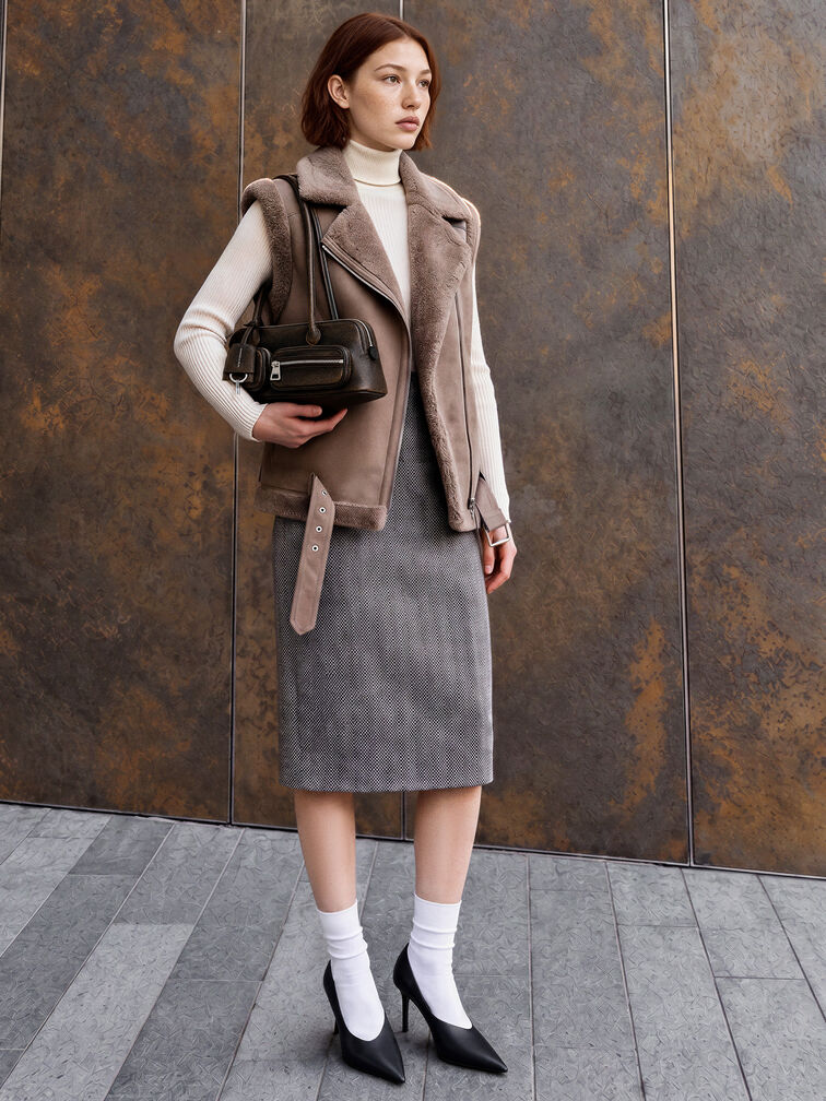 Ginevra Front-Pocket Shoulder Bag, Burnished Brown, hi-res