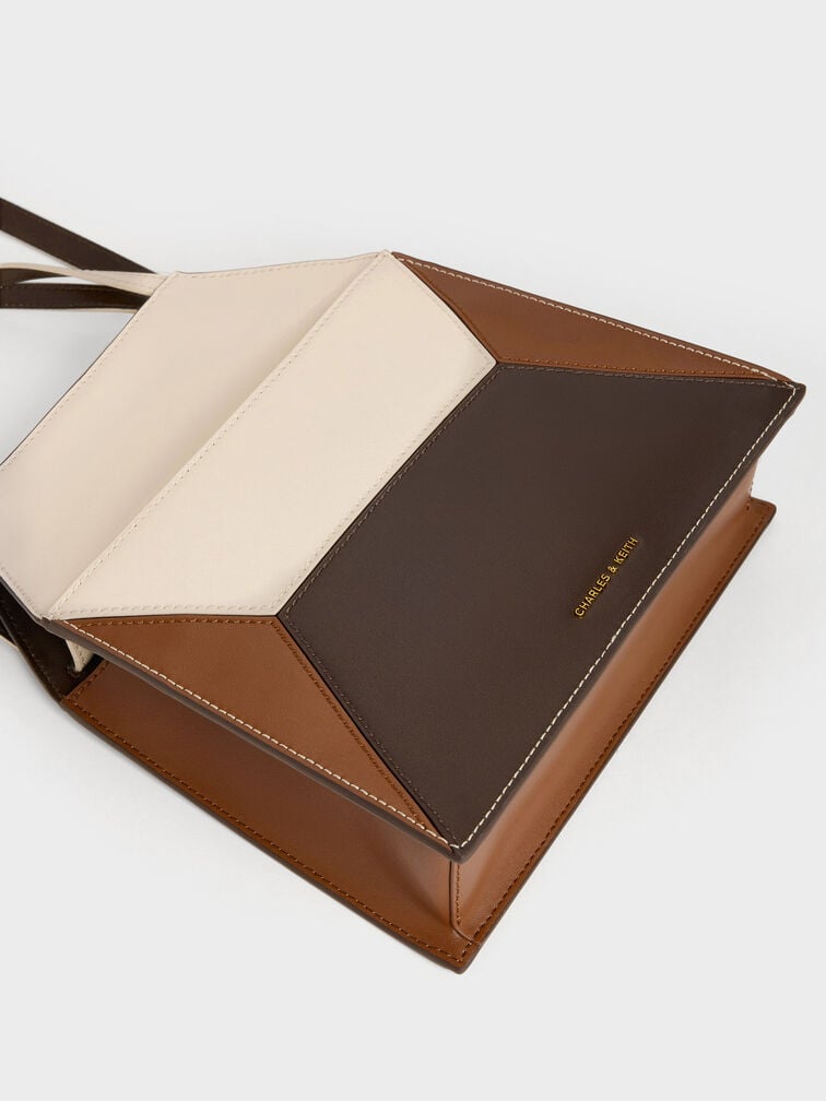 Nasrin Colourblock Geometric Tote Bag, Multi Brown, hi-res