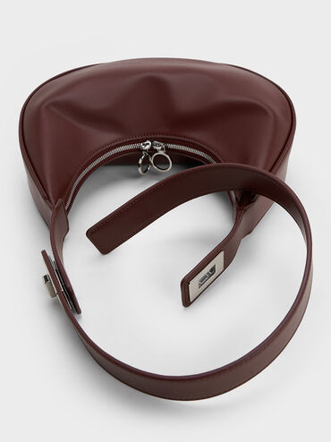Crescent Hobo Bag, Burgundy, hi-res