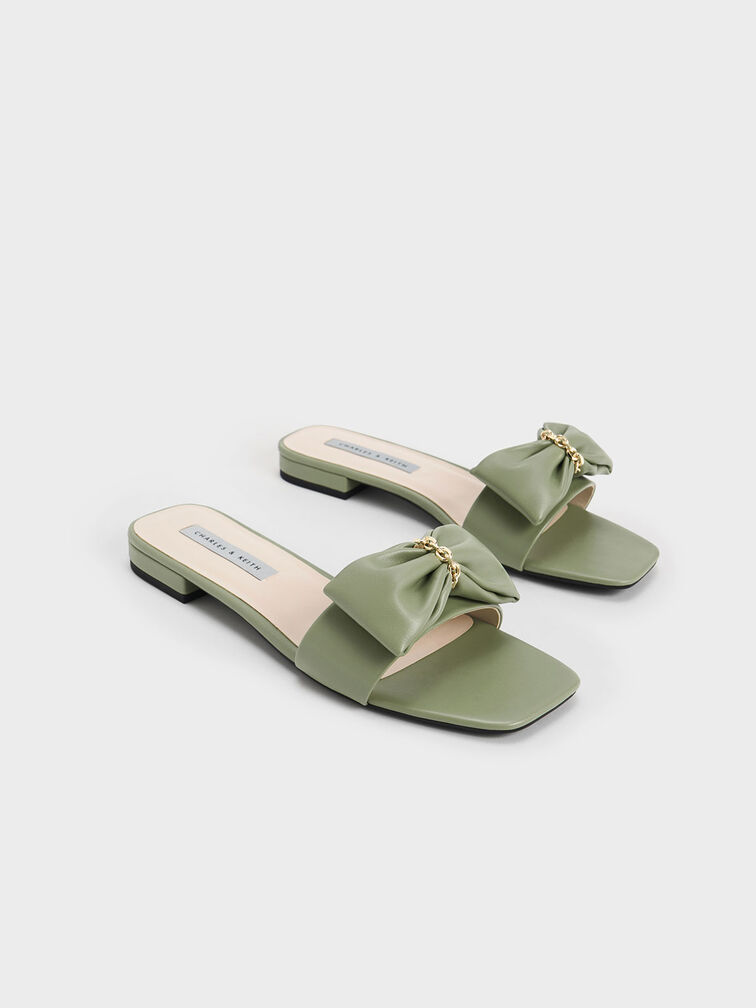 Chain-Link Bow Slides, Sage Green, hi-res