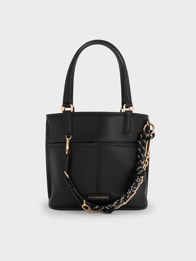 Addison Knotted-Rope Reversible Tote Bag, Black, hi-res