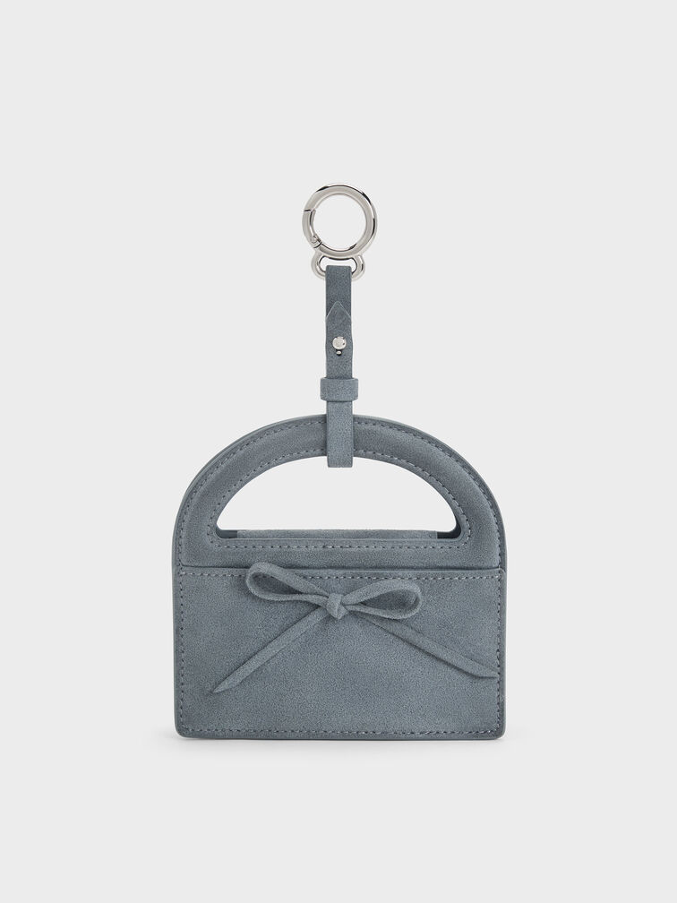 Reese Bow Top Handle Wristlet, Smoky Blue, hi-res