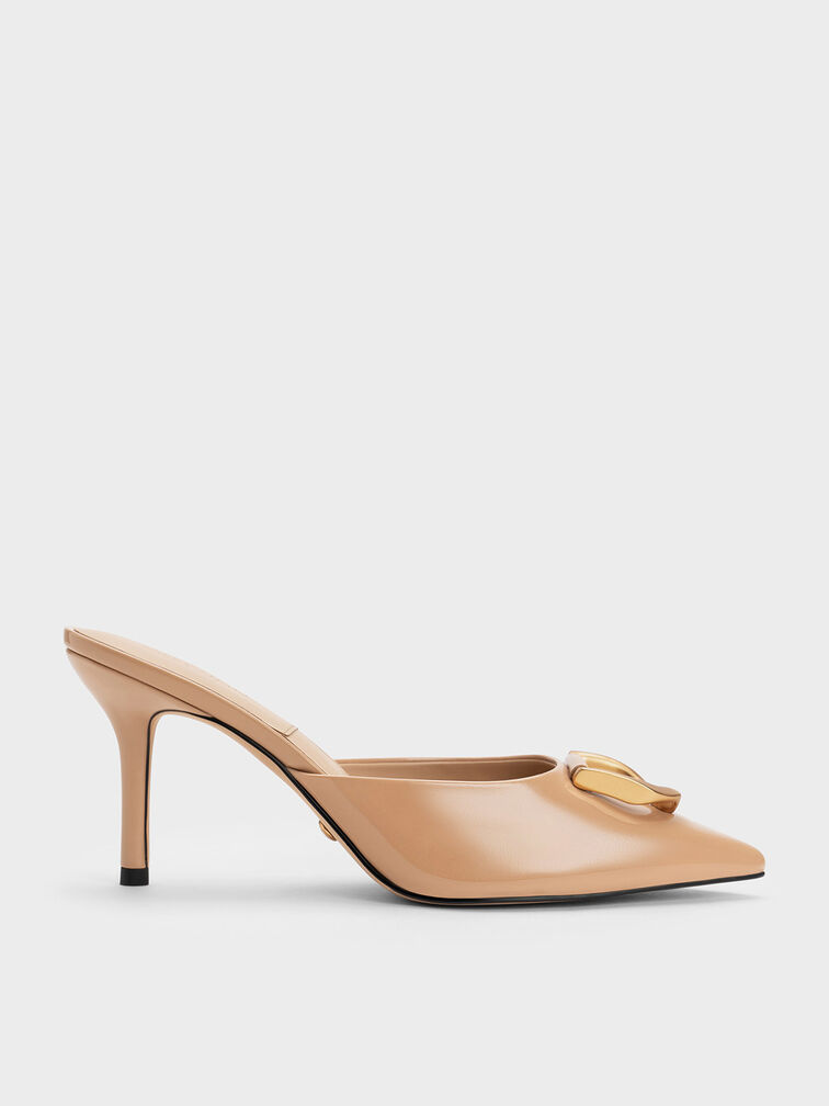 Gabine Patent Leather Mules, Nude, hi-res