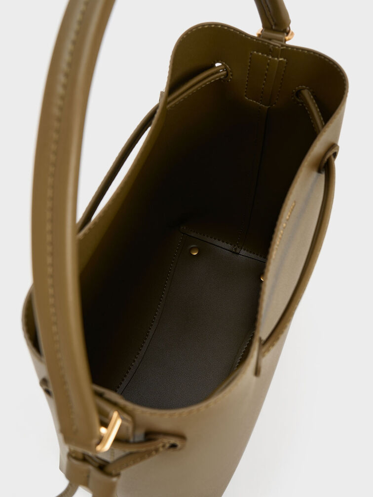 Bellamy Drawstring Hobo Bag, Khaki, hi-res