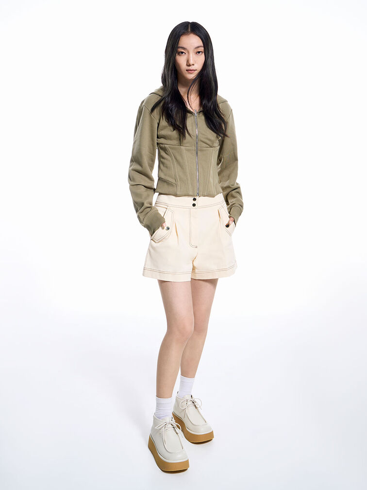 Molly Flatform Ankle Boots, Cream, hi-res