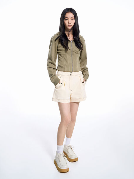 Molly Flatform Ankle Boots, Cream, hi-res