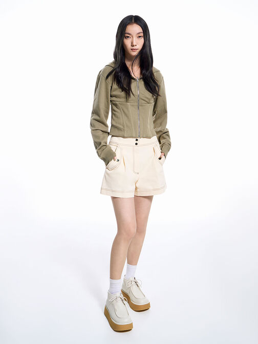 Molly Flatform Ankle Boots, Cream, hi-res