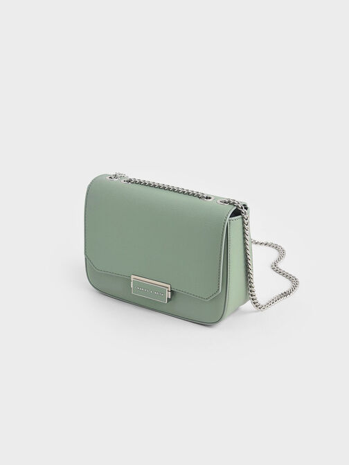 Chain Strap Shoulder Bag, Sage Green, hi-res