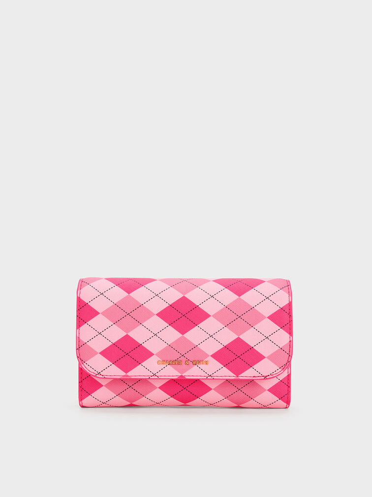 Front Flap Long Wallet, Fuchsia, hi-res