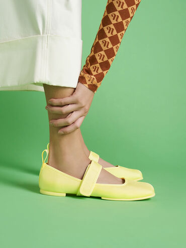 Nori Recycled Polyester Mary Jane Flats, Yellow, hi-res