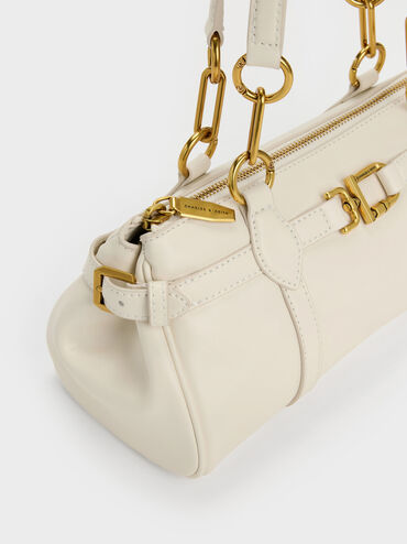 Gwynne Metallic-Accent Elongated Shoulder Bag, Cream, hi-res