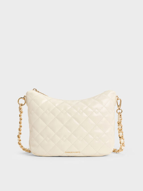 Duo Quilted Slouchy Hobo Bag, Cream, hi-res