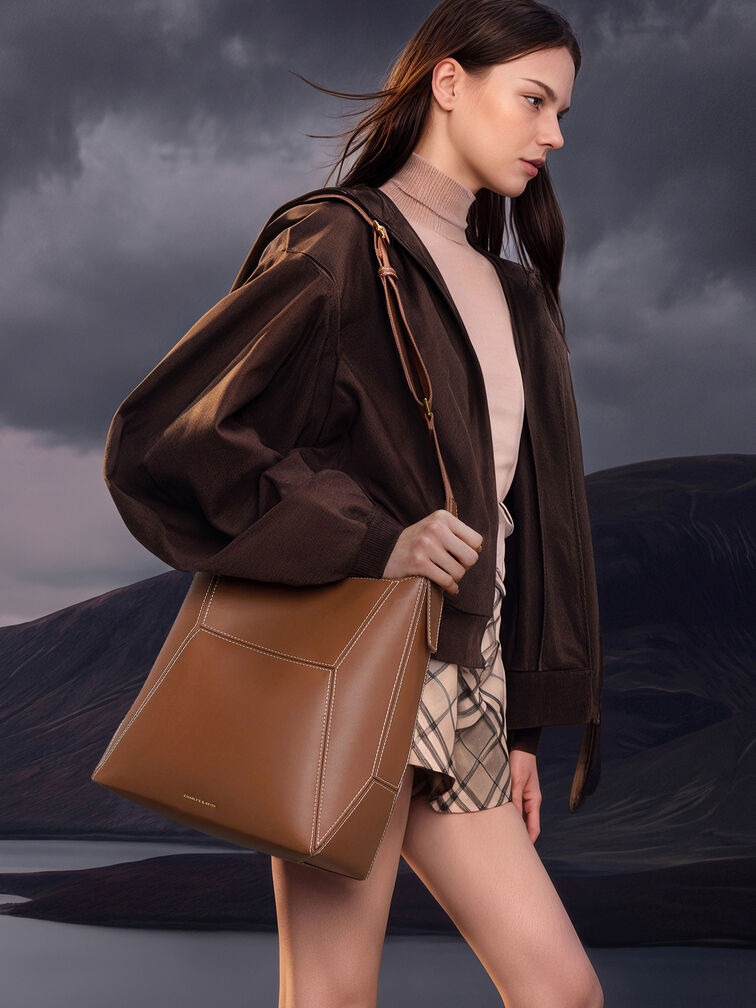 Nasrin Geometric Tote Bag, Chocolate, hi-res