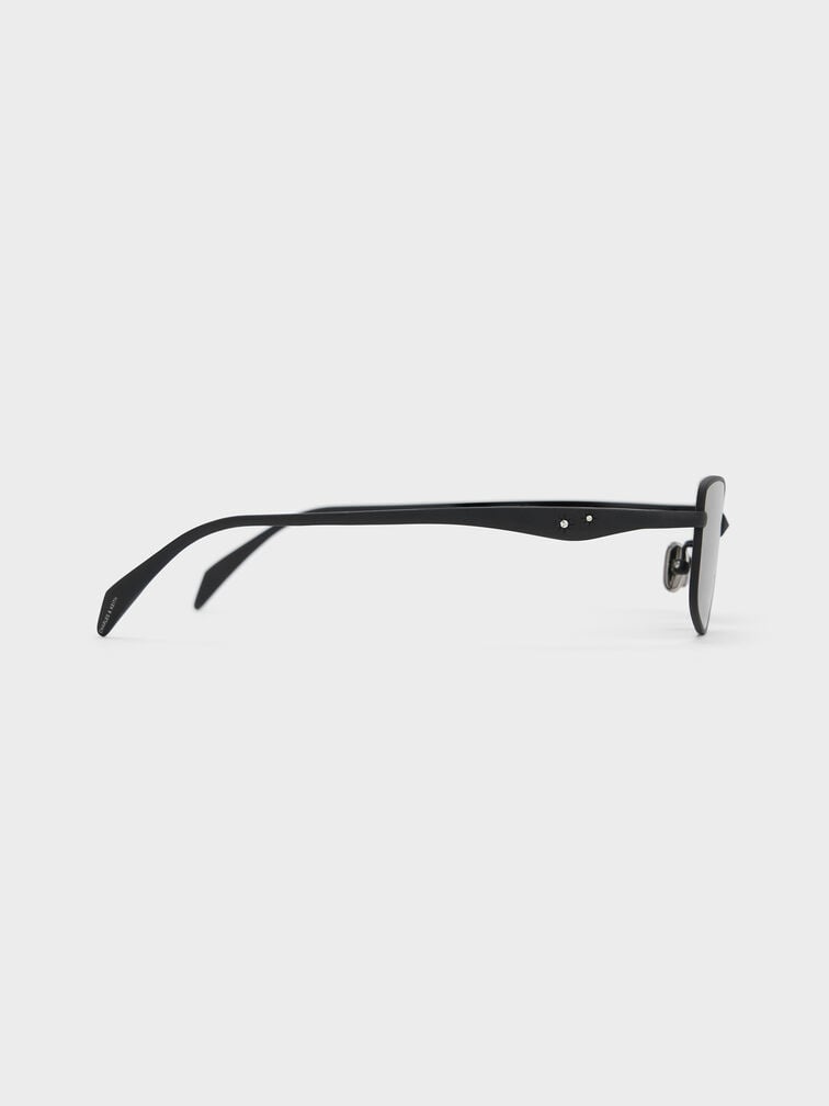 Celestia Metal-Rim Tinted Rectangular Sunglasses, Noir, hi-res