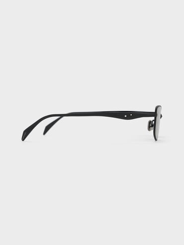Celestia Metal-Rim Tinted Rectangular Sunglasses, Noir, hi-res