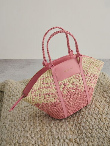 Shalia Raffia Basket Bag, Guava Pink, hi-res