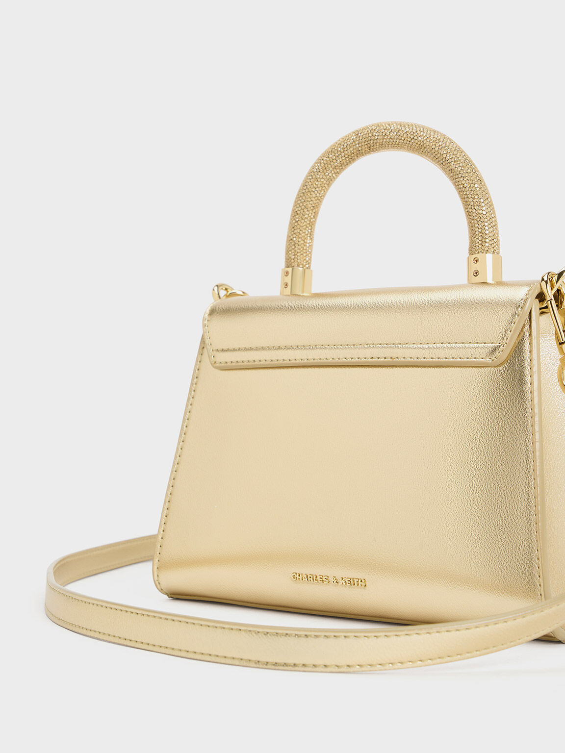 Charles and keith gold bag on sale