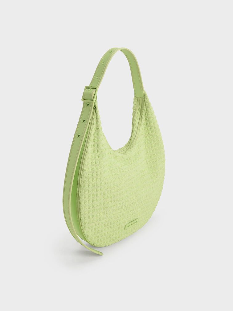 Textured Crescent Hobo Bag, Zesty Green, hi-res