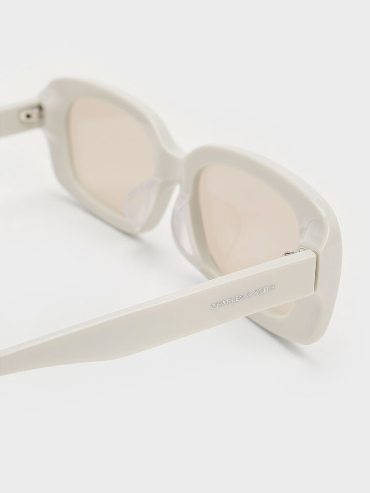Aubrey Rectangular Recycled Acetate Sunglasses, Chalk, hi-res