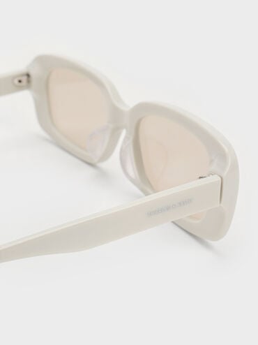 Aubrey Rectangular Recycled Acetate Sunglasses, Chalk, hi-res
