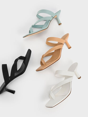 Asymmetric Toe Ring Heeled Sandals, Tan, hi-res