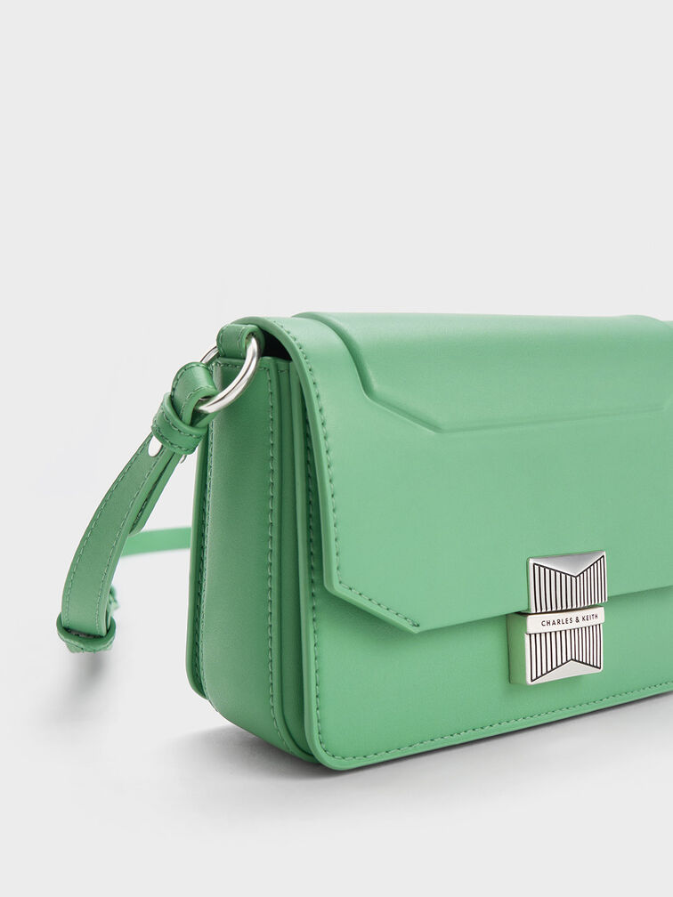 Kalinda Metallic Accent Boxy Bag, Green, hi-res