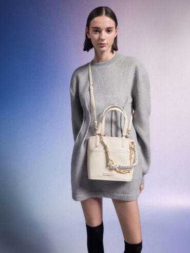 Addison Knotted-Rope Reversible Tote Bag, Cream, hi-res