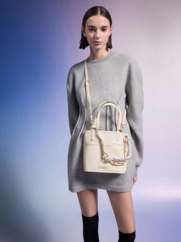 Addison Knotted-Rope Reversible Tote Bag, Cream, hi-res