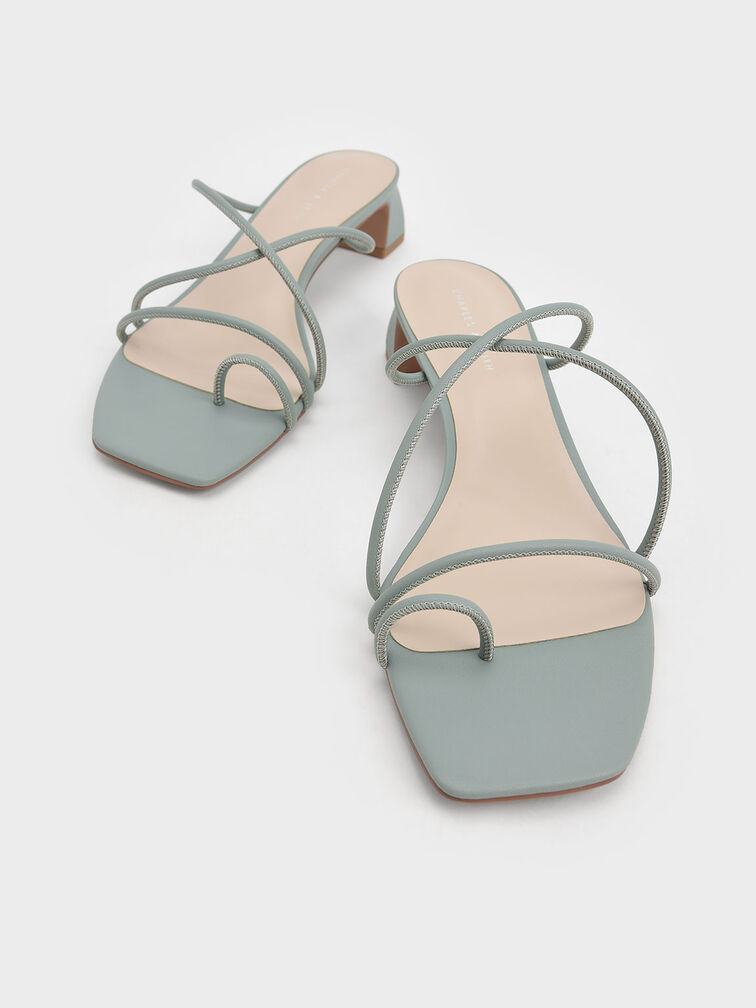 Strappy Toe Ring Sandals, Sage Green, hi-res