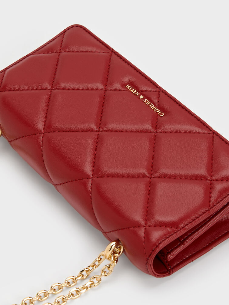 Paffuto Quilted Wallet On Chain, Tomato Red, hi-res
