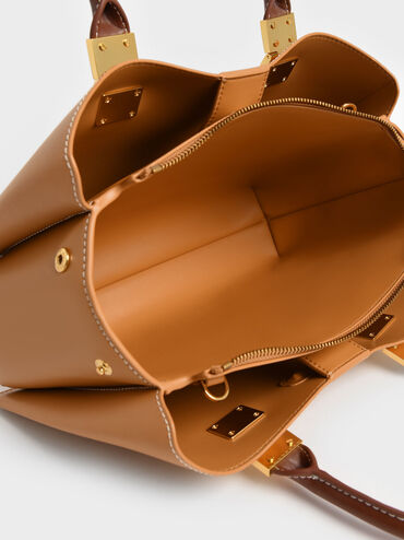 Large Double Handle Handbag, Pumpkin, hi-res