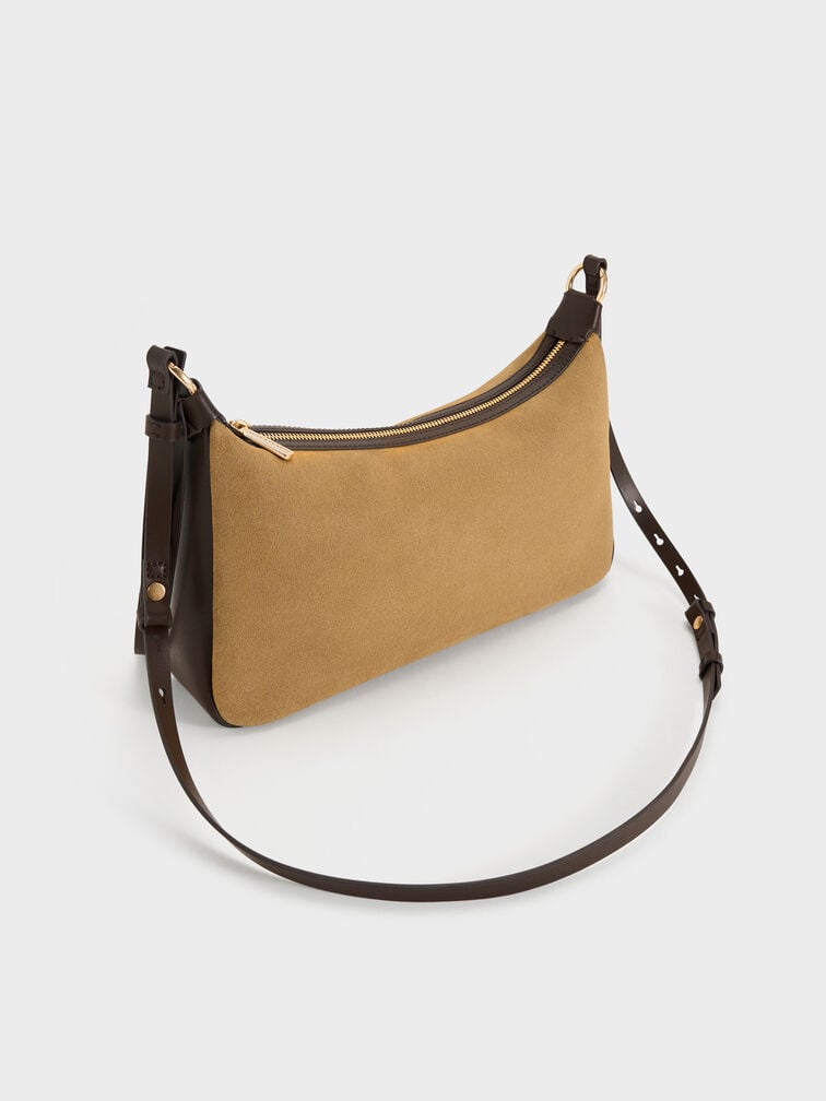 Calla Suede Shoulder Bag, Sahara Sand, hi-res