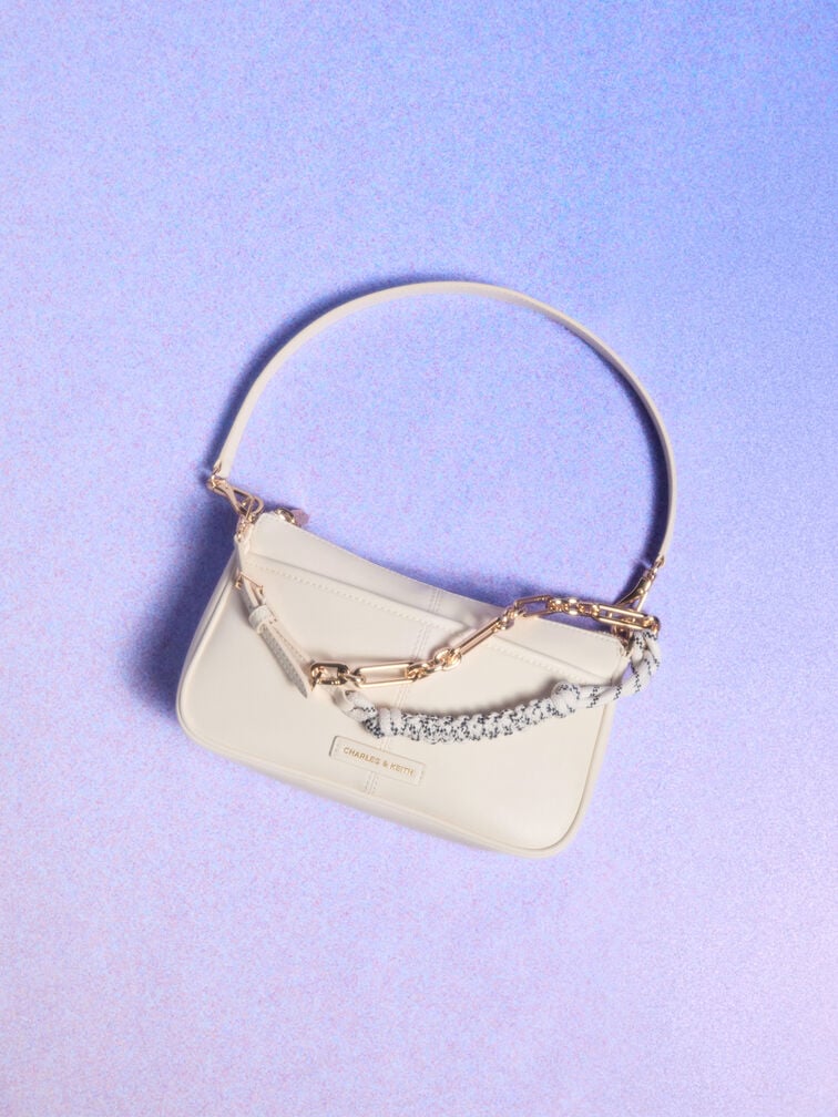 Addison Knotted-Rope Shoulder Bag, Cream, hi-res