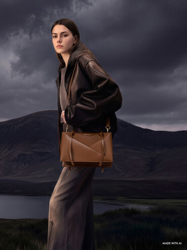 Midori Geometric Tote Bag, Chocolate, hi-res