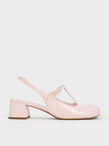 T-Bar Slingback Mary Jane Pumps, Light Pink, hi-res