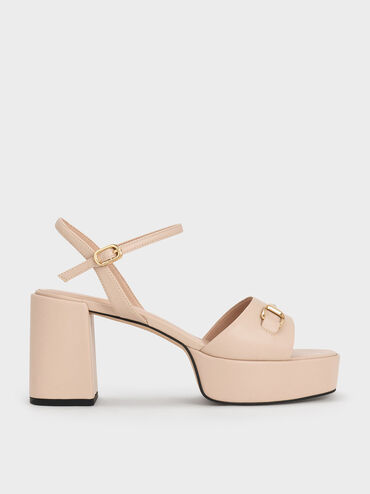 Leslie Metallic Accent Platform Slingback Sandals, Nude, hi-res