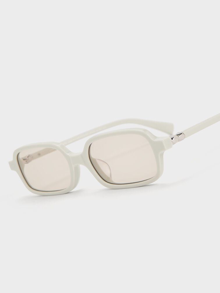 Bree Recycled Acetate Rectangular Sunglasses, Chalk, hi-res