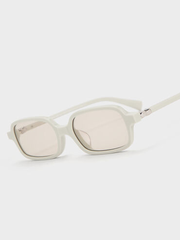Bree Recycled Acetate Rectangular Sunglasses, Chalk, hi-res