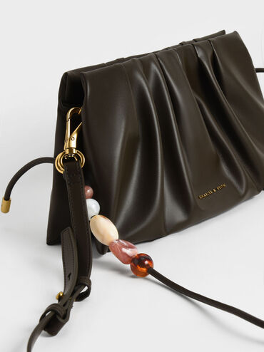 Aviary Beaded Handle Shoulder Bag, Dark Moss, hi-res