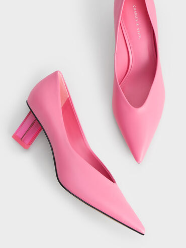 Metallic Blade Heel Pumps, Pink, hi-res