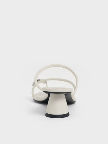 Metallic-Accent Strappy Toe-Ring Heeled Sandals, Chalk, hi-res