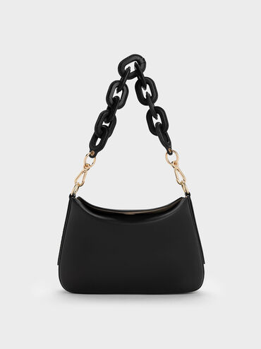 Catena Chain-Handle Bag, Black, hi-res