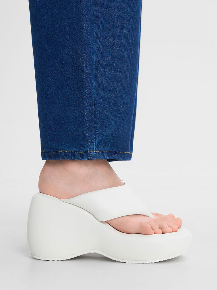 Noemi Platform Wedges, White, hi-res