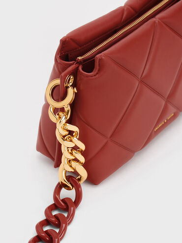 Danika Chunky Chain Padded Bag, Brick, hi-res